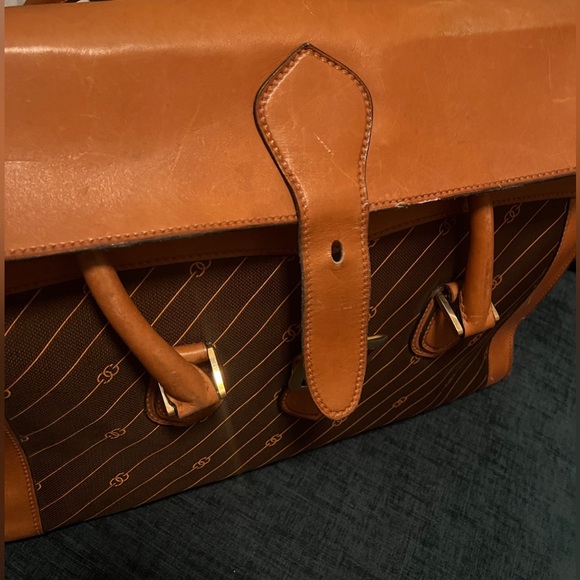 Gucci Diagonal GG Leather trim buckle Luggage 1970s - Picture 13 of 17